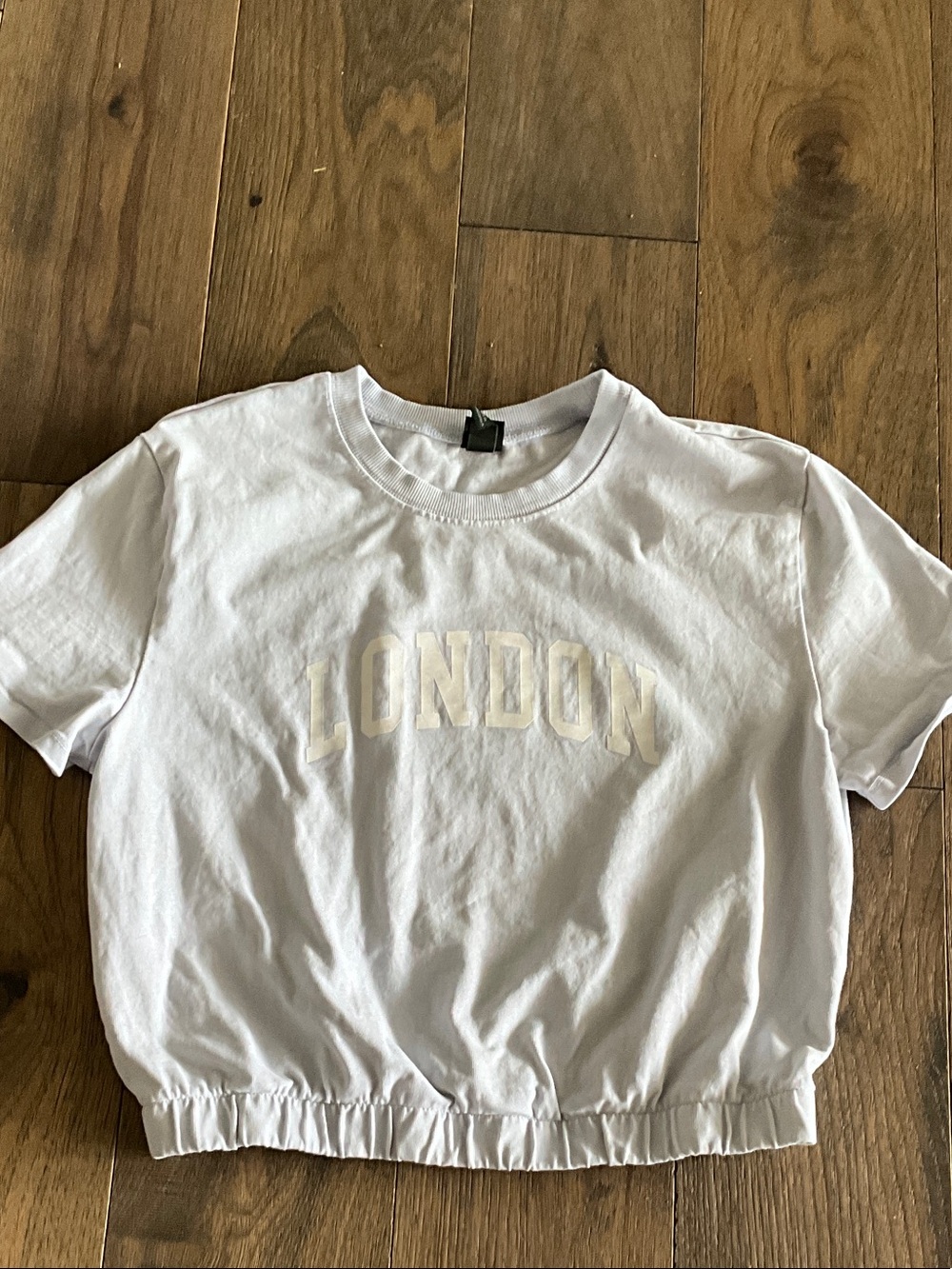 wild fable Light Blue Ribbed-Neck Tee with Green Logo Tag